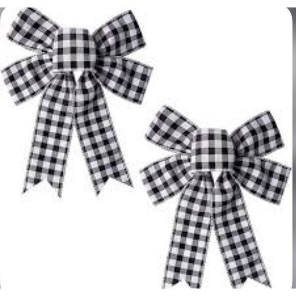 Jumbo 3 Black & White Buffalo Plaid Gingham Wired Ribbon Spool 90 Feet X 4 - Picture 3 of 9